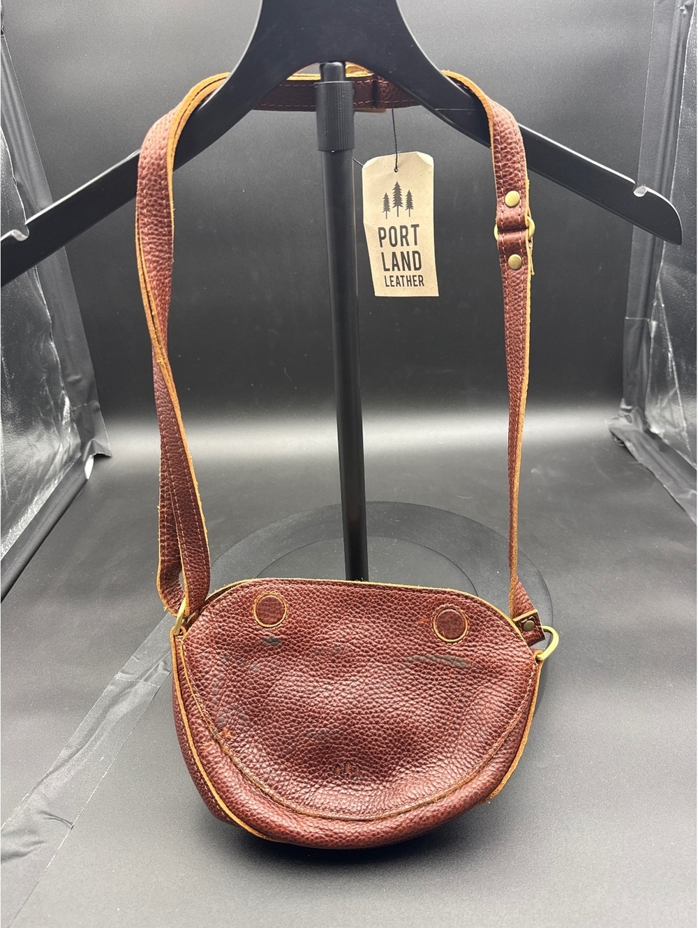 Portland Leather Brown Pebbled Leather Crossbody Bag